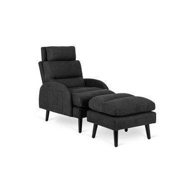 Кресло с подставкой для ног MEBEL ELITE HENRY, чёрный / чёрный
