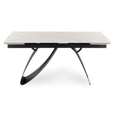 Стіл MEBEL ELITE DEVON розкладний 160&ndash;220&times;90 см, білий мармур / чорний