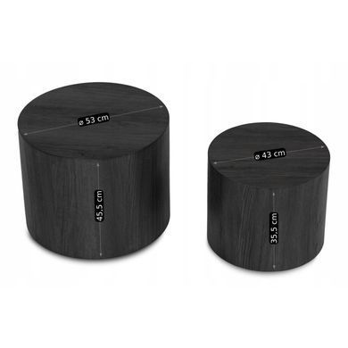 Комплект журнальных столиков MEBEL ELITE LEILA, чёрный, &Oslash;48 &times; 38 см + &Oslash;38 &times; 32 см