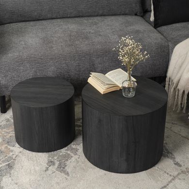 Комплект журнальных столиков MEBEL ELITE LEILA, чёрный, &Oslash;48 &times; 38 см + &Oslash;38 &times; 32 см