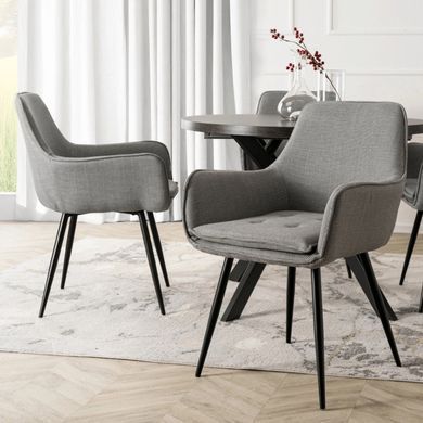 Кресло MEBEL ELITE EDRICK с подлокотниками, серый / черный, ткань