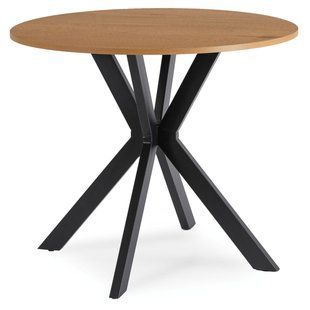 Стіл MEBEL ELITE LAUREN круглий 90 см, дуб золотий / чорний
