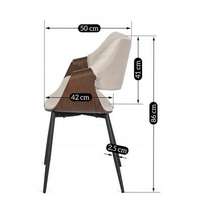 Кресло MEBEL ELITE DAKOTA с подлокотниками, бежевый / орех, велюровая ткань