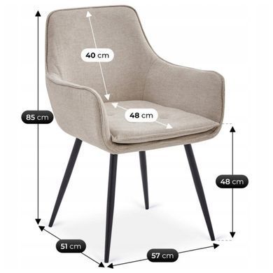 Крісло MEBEL ELITE EDRICK з підлокітниками, кремовий / чорний, тканина