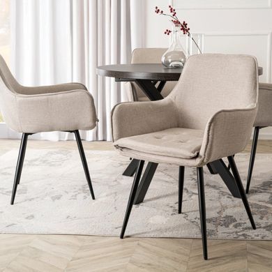 Крісло MEBEL ELITE EDRICK з підлокітниками, кремовий / чорний, тканина