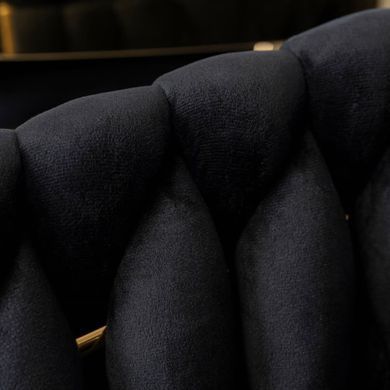 Кресло MEBEL ELITE CAPI с подлокотниками, черный / золотой, велюровая ткань