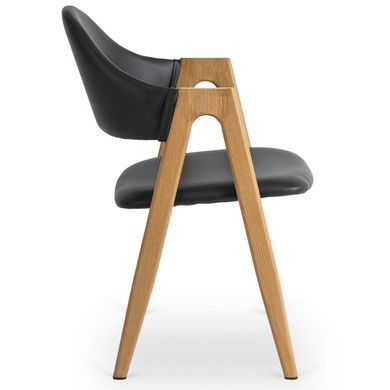 Крісло MEBEL ELITE WILLY з підлокітниками, чорний / дуб золотий, екошкіра