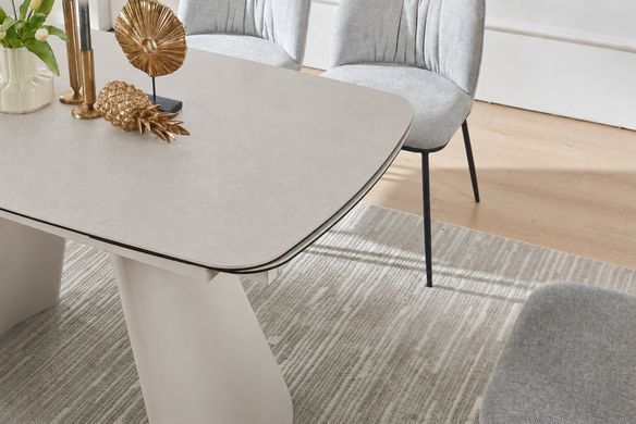 Обідній стіл INTARSIO BROOKLYN CERAMIC, 140&ndash;200 &times; 80 см, сірий матовий / кашемір