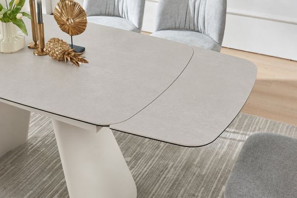 Обідній стіл INTARSIO BROOKLYN CERAMIC, 140&ndash;200 &times; 80 см, сірий матовий / кашемір