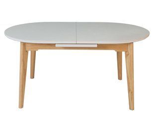 Стол INTARSIO ALBERTO CERAMIC раскладной 160&ndash;200&times;90 см, бежевый мат / натуральное дерево