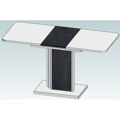 Стол INTARSIO SOLO B/V раскладной 110&ndash;145&times;68 см, белый диамант РЕ / угольный камень
