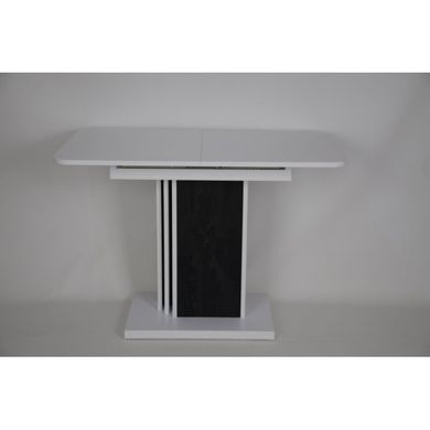 Стол INTARSIO SOLO B/V раскладной 110&ndash;145&times;68 см, белый диамант РЕ / угольный камень