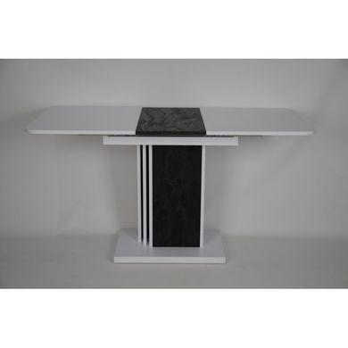 Стол INTARSIO SOLO B/V раскладной 110&ndash;145&times;68 см, белый диамант РЕ / угольный камень