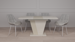Стол INTARSIO FOREST S/K раскладной 120&ndash;160&times;80 см, стоун бейж / шелковый камень