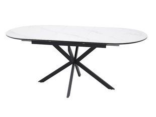 Стол SIGNAL GASTON CERAMIC раскладной 140&ndash;180&times;80 см, белый мат / черный мат