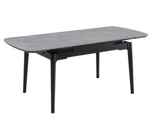 Стол INTARSIO DUBLIN CERAMIC раскладной 120&ndash;180&times;80 см, светло-серый мат / черный каркас