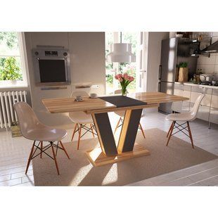 Стіл INTARSIO TORINO розкладний 140&ndash;180&times;80 см, блеквуд ячмінний / графіт