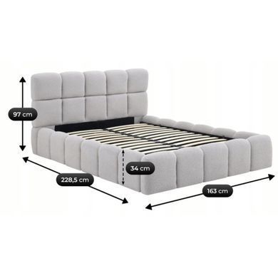 Ліжко MEBEL ELITE MURACJA Boucle 140x200 см Сірий