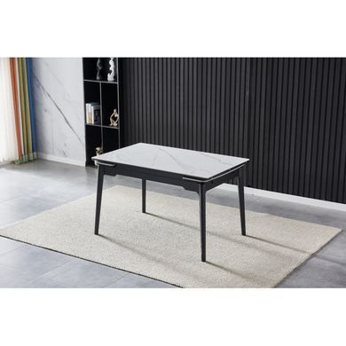 Стіл INTARSIO BONN CERAMIC розкладний 130&ndash;180&times;80 см, білий глянець / чорний