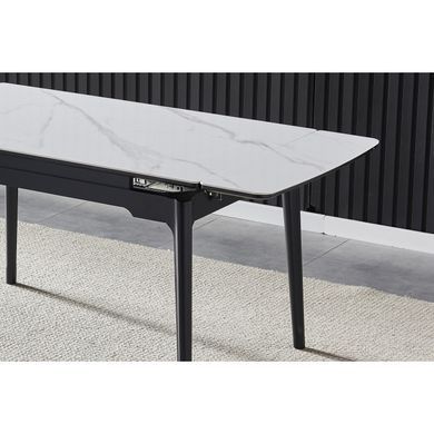 Стіл INTARSIO BONN CERAMIC розкладний 130&ndash;180&times;80 см, білий глянець / чорний