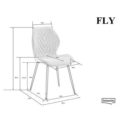 Кухонный стул INTARSIO FLY, серый / чёрный, велюр