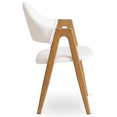 Крісло MEBEL ELITE WILLY з підлокітниками, білий / дуб золотий, екошкіра