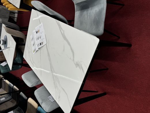 Стіл INTARSIO BONN CERAMIC розкладний 130&ndash;180&times;80 см, білий глянець / чорний