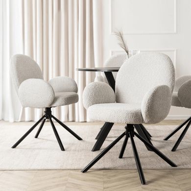 Крісло MEBEL ELITE MUSSO з підлокітниками, сірий / чорний, тканина букле