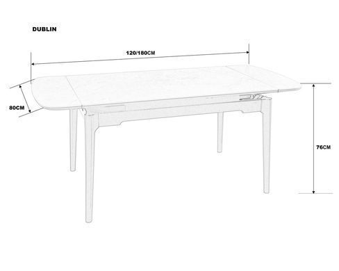 Стол INTARSIO DUBLIN CERAMIC раскладной 120&ndash;180&times;80 см, черный мат / черный каркас