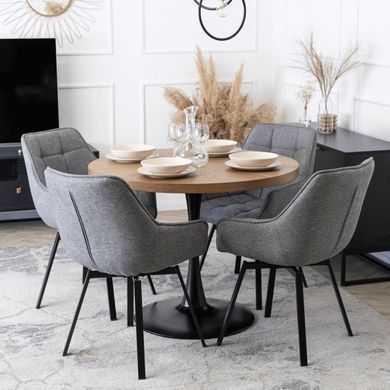 Крісло MEBEL ELITE LUNA 2 з підлокітниками, сірий / чорний, тканина