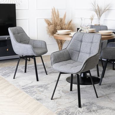 Крісло MEBEL ELITE LUNA 2 з підлокітниками, сірий / чорний, тканина
