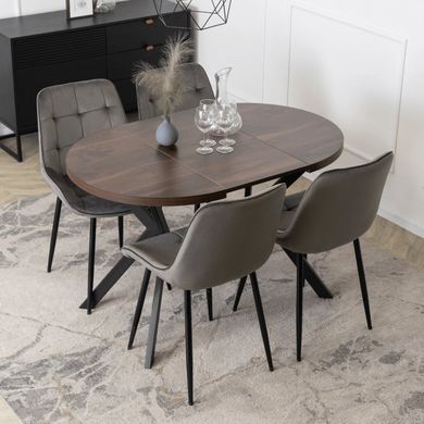 Стол MEBEL ELITE DORIAN раскладной 80&ndash;160&times;80 см, орех / черный