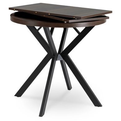Стол MEBEL ELITE DORIAN раскладной 80&ndash;160&times;80 см, орех / черный