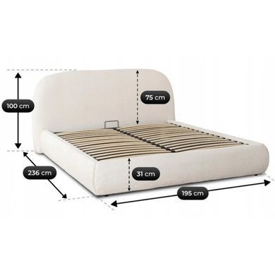 Ліжко MEBEL ELITE ROSSO Boucle 160x200 см Кремовий