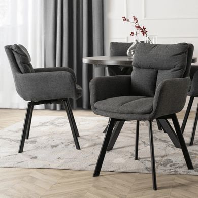 Кресло MEBEL ELITE CORTADO с подлокотниками, темно-серый / черный, ткань