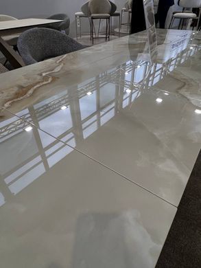 Стіл SIGNAL SALVADORE CERAMIC розкладний 160&ndash;240&times;90 см, Onice Oro бежевий глянцевий / чорний матовий