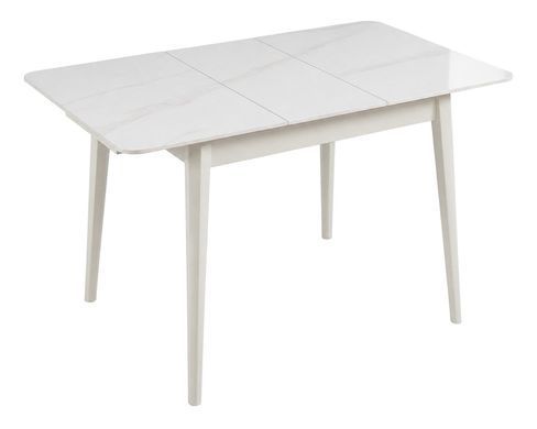 Обеденный стол INTARSIO TALLINN CERAMIC, 90&ndash;120 &times; 70 см, белый глянец / кашемир