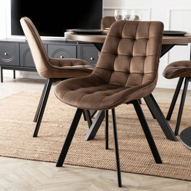 Стілець MEBEL ELITE RICK, коричневий / чорний, велюрова тканина
