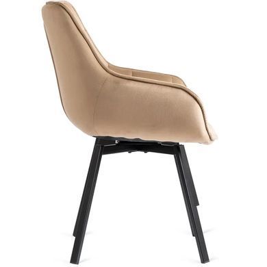 Крісло MEBEL ELITE LUNA з підлокітниками, бежевий / чорний, велюрова тканина
