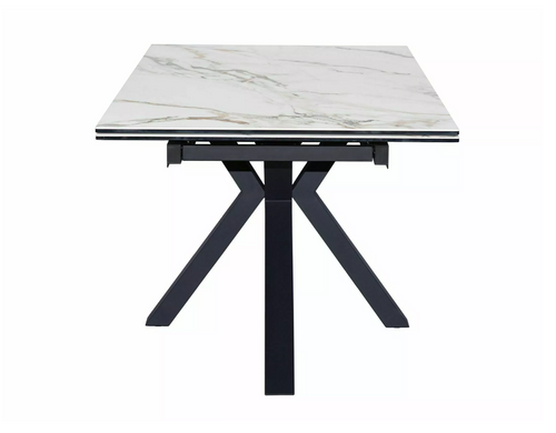 Стіл SIGNAL COLUMBUS CERAMIC AMBER BIANCO розкладний 160&ndash;240&times;90 см, білий мат Amber Bianco / чорний мат