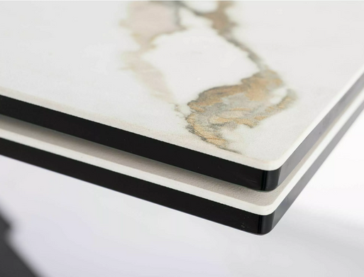 Стіл SIGNAL COLUMBUS CERAMIC AMBER BIANCO розкладний 160&ndash;240&times;90 см, білий мат Amber Bianco / чорний мат