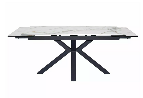 Стіл SIGNAL COLUMBUS CERAMIC AMBER BIANCO розкладний 160&ndash;240&times;90 см, білий мат Amber Bianco / чорний мат