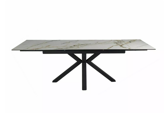 Стіл SIGNAL COLUMBUS CERAMIC AMBER BIANCO розкладний 160&ndash;240&times;90 см, білий мат Amber Bianco / чорний мат