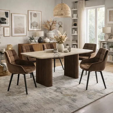 Стол MEBEL ELITE ARAMIS 180&times;90 см, травертин / орех