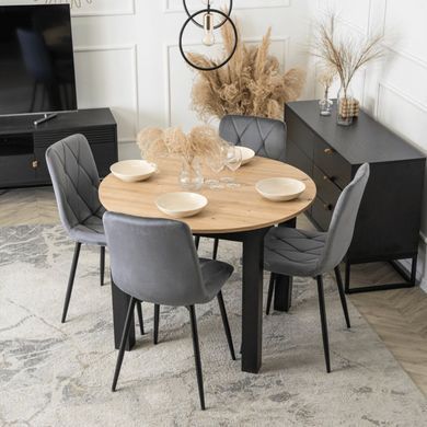 Стол MEBEL ELITE HARRY раскладной 102&ndash;142&times;102 см, дуб артизан / черный
