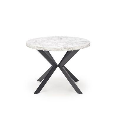 Стол HALMAR PERONI раскладной 100&ndash;250&times;100 см, белый мрамор / чёрный