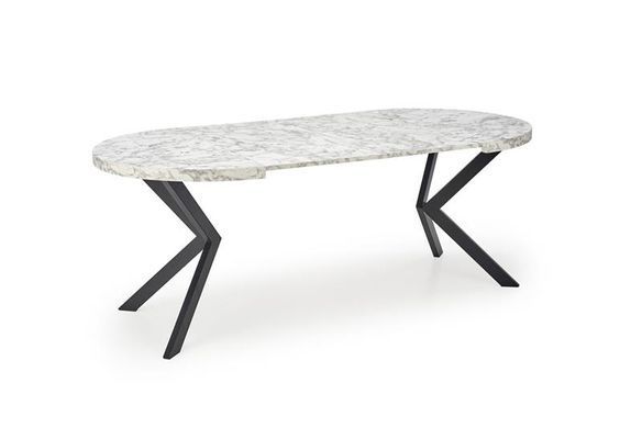Стол HALMAR PERONI раскладной 100&ndash;250&times;100 см, белый мрамор / чёрный