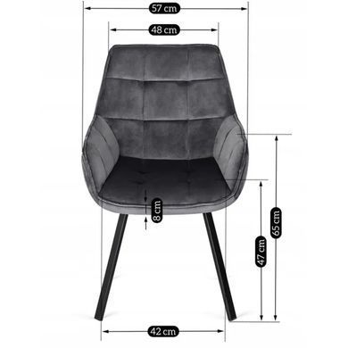 Крісло MEBEL ELITE LUNA з підлокітниками, сірий / чорний, велюрова тканина