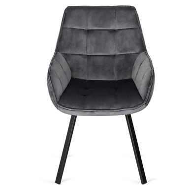 Крісло MEBEL ELITE LUNA з підлокітниками, сірий / чорний, велюрова тканина