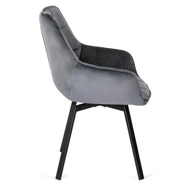 Крісло MEBEL ELITE LUNA з підлокітниками, сірий / чорний, велюрова тканина